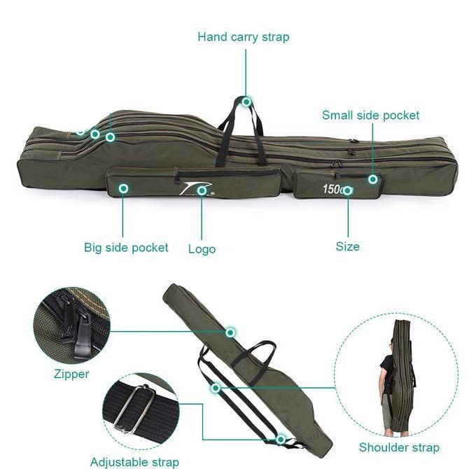 Tas Pancing Joran Portable Fishing Bag 120cm/150 cm - 1680D - Green LJ