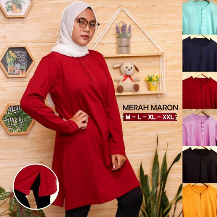 Bisa Cod - Kaos Tunik Muslim/Tunik Kaos/Tunik Polos Catun Combet 24S