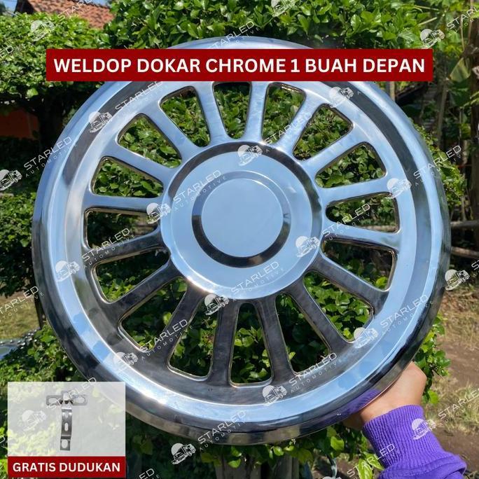 NOICHERS Weldop Dokar Chrome Ring 15 dan Ring 16 Depan Belakang Bonus Dudukan Truk Canter Ban Double