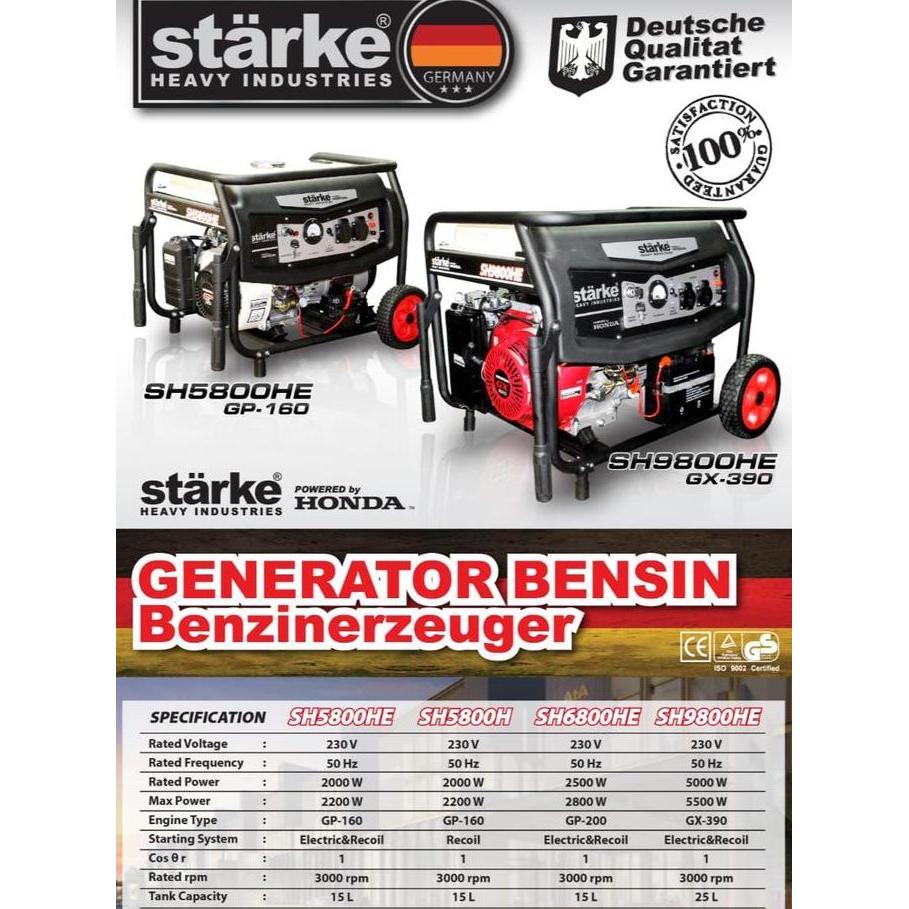 GUNMED Genset HONDA STARKE 5000Watt SH9800HE 4T Generator SH 9800 HE STARKE
