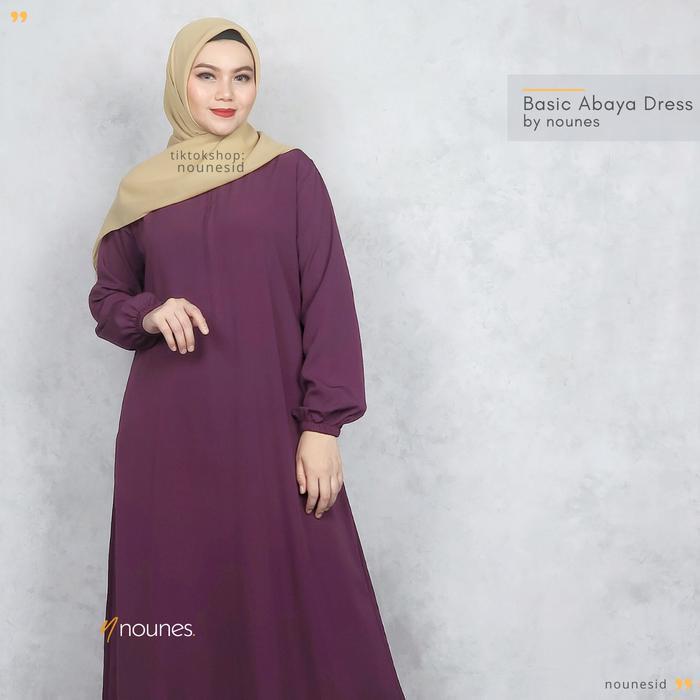 Bisa Cod - Nounes Basic Abaya Dress Gamis Daily Polos Wanita Muslim