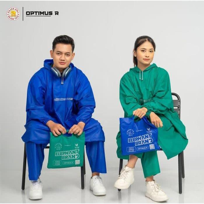 Bisa Cod - Jas Hujan Anti Bocor Super Jumbo Setelan Poncho Celana Merek Gajah Mantel Ponco Pria