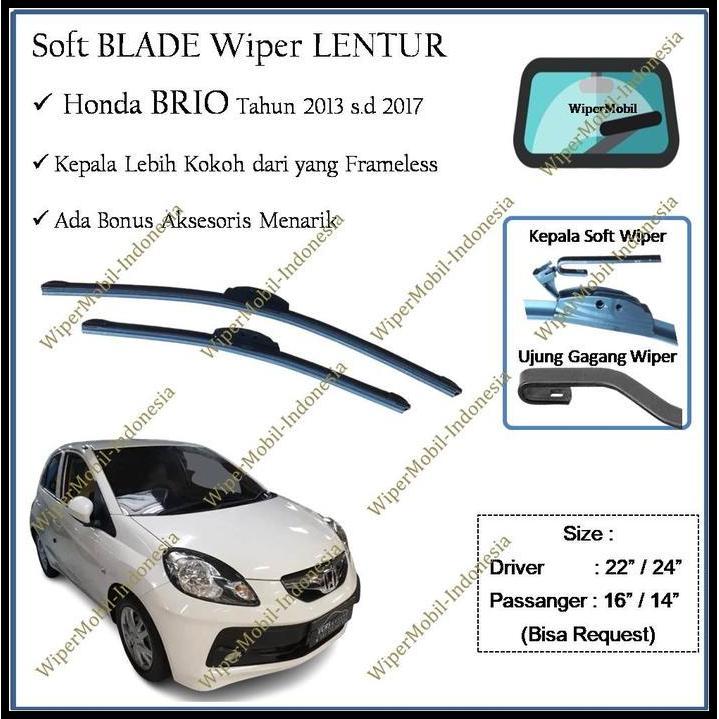 TERBARU SOFT WIPER BLADE KACA MOBIL HONDA BRIO 2013 2014 2015 2016 2017 