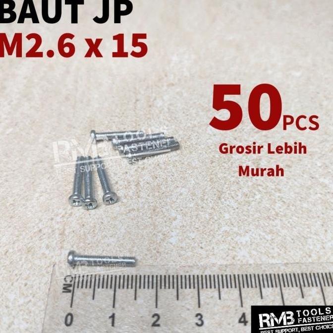 Baut JP M2.6x15 Panjang 1.5cm Putih Galvanis / Sekrup Skrup JP M2.6 original