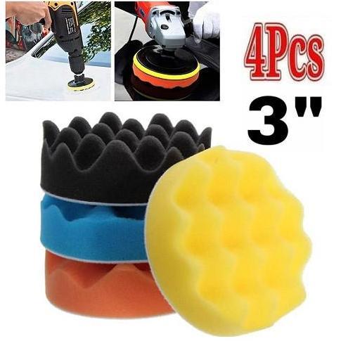 4 PCS BUSA SPON POLES 3" PEMBERSIH BODY MOTOR MOBIL 3 INCH SPONGE GELOMBANG POLISHING DEATLING BUFFI