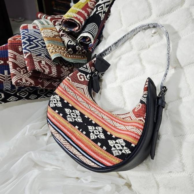 TAS ETNIK WANITA HANDBAG CLUTCH PESTA TENUN NTT KULIT ASLI IM-1 LL