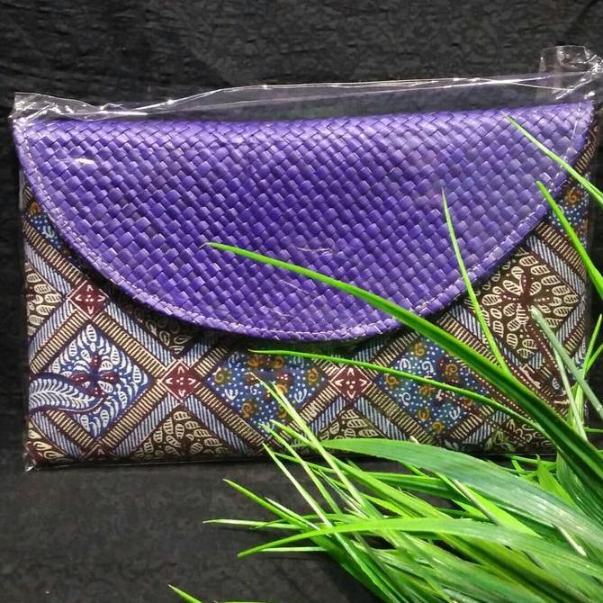 clutch batik lawasan anyaman pandan dompet tas gift khas Indonesia 021 LL