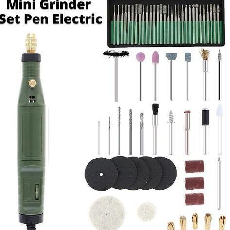 MINI DRILL BOR LISTRIK SET GRINDER ENGRAVE PEN MICRO MINI ELECTRIC + 30 MATA GRAFIR POLES UKUR DIY