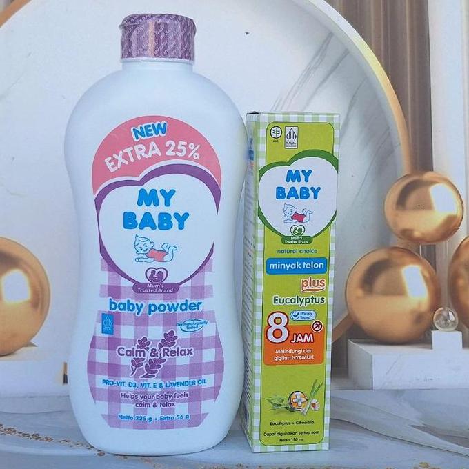 MY BABY PAKET BEDAK MY BABY JUMBO 225+56GR & MINYAK TELON PLUS 150ML PERAWATAN BAYI