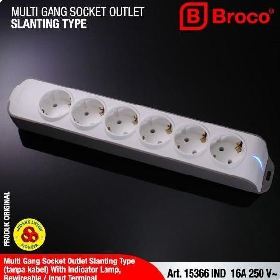 Yxyg- Broco Stop Kontak 6 Lubang Miring 15366 Ncp + Indikator Lamp