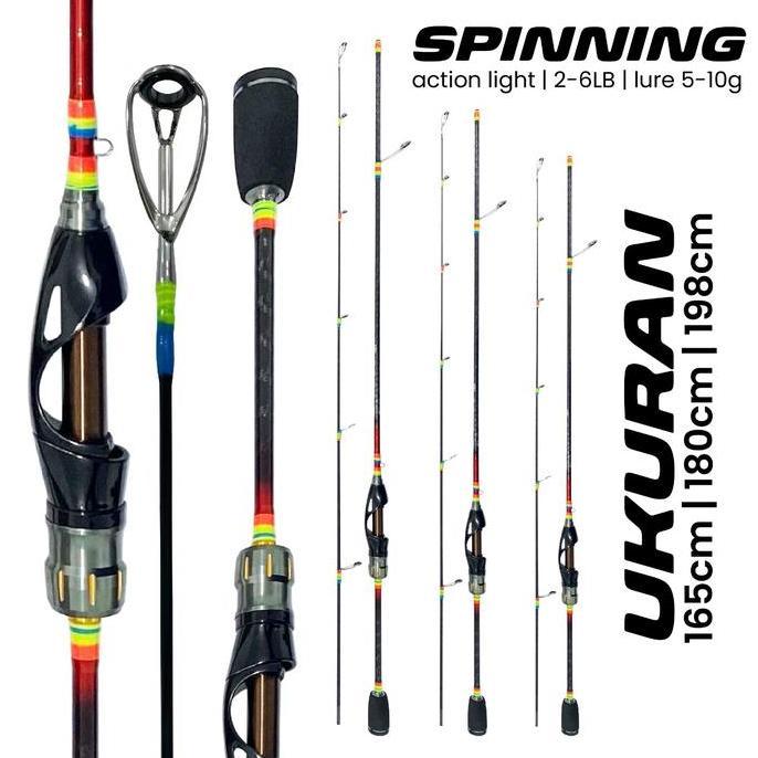 Tsurizao- Pusat Alat Pancing - Joran Spinning Lure Action Light Tongkat Pancing Red Rainbow Gen 2 / 