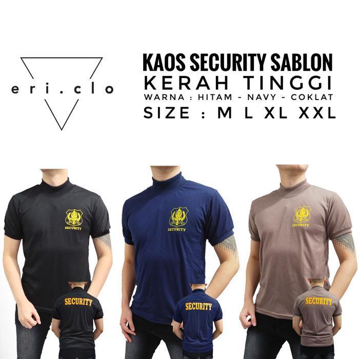 Bisa Cod - Kaos Security Sablon Kerah Tinggi , Baju Satpam Kerah Panjang Tinggi