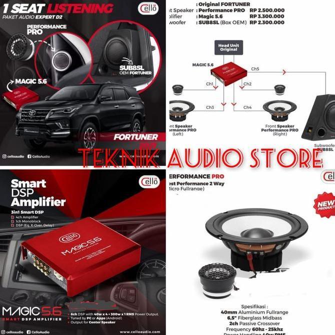 Paket Audio cello Tw Fullrange pro-Dsp 5.6+Sub 8" W8SL Fortuner dll