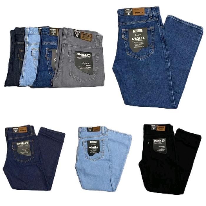 Bisa Cod - Uvall Denim  - Celana Jeans Panjang Pria Original Model Reguler Loose Fit Standar Basic B