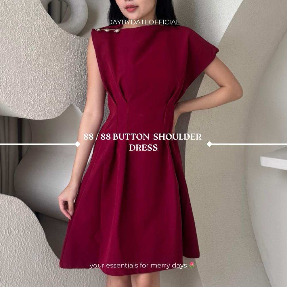 Termurah / Hot Sale 88 / 88 Button Shoulder Dress | Daybydate | Midi Dress Dress Midi Dress Midi Wan