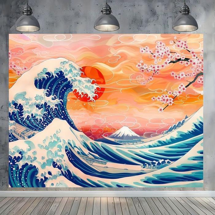 lukisan ombak aesthetic hiasan dinding siap pajang lukisan ombak korea aesthetic lukisan asli tangan
