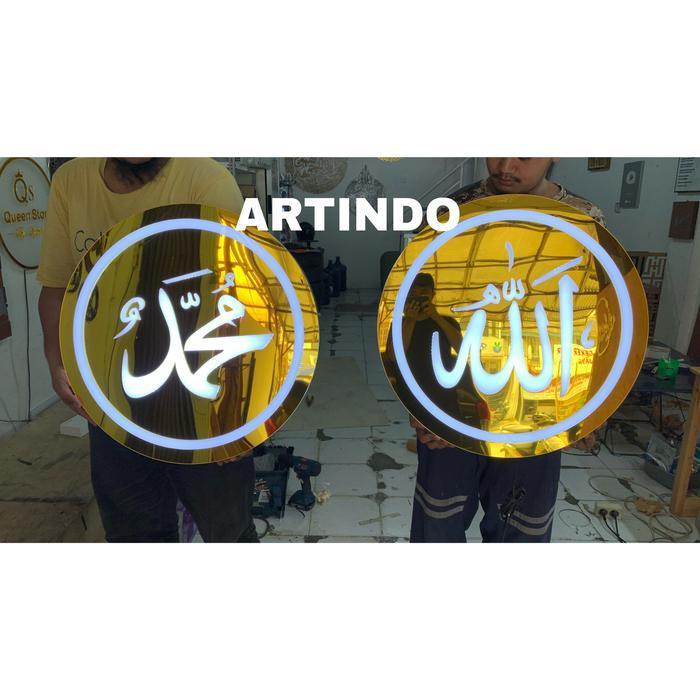 neon box kaligrafi gold premium custom timbul lampu hias ruang tamu