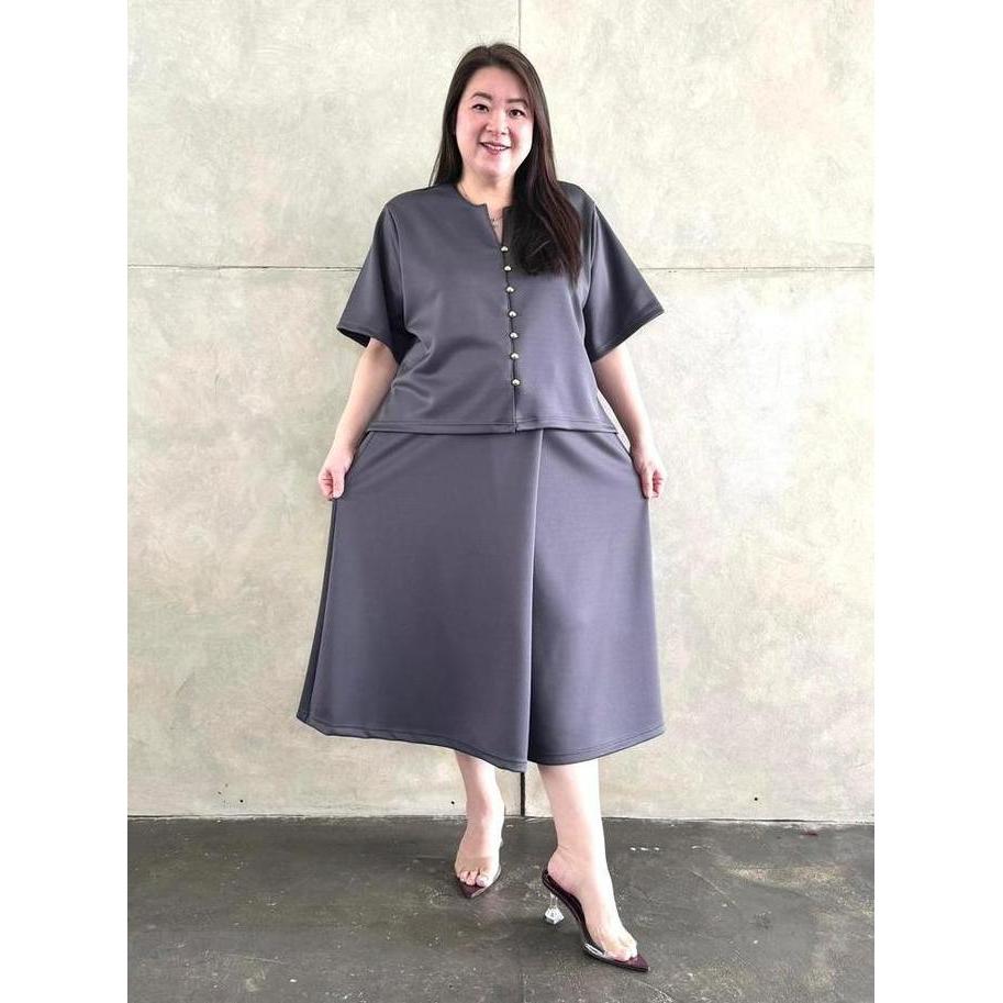 Setgirl- Madame Big Size 262 One Set Setelan Rok Scuba Premium Jumbo Wanita Casual Oversize Lengan P