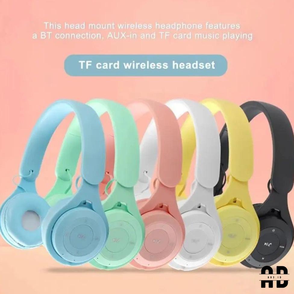 BIG SALE ABS - Headset Bluetooth Bando Macaron Y08 Headphone Super Bass Stereo Wireless Original