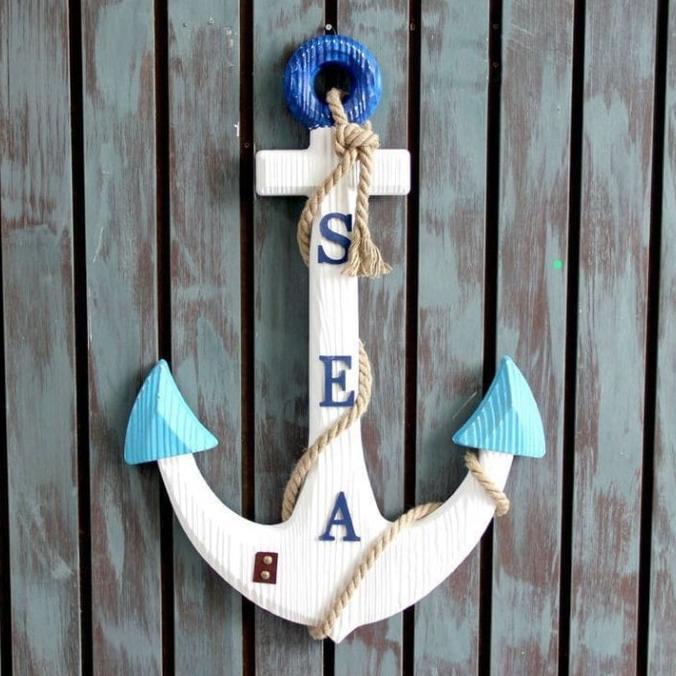 jangkar kayu - hiasan dinding jangkar perahu - dekorasi nautical