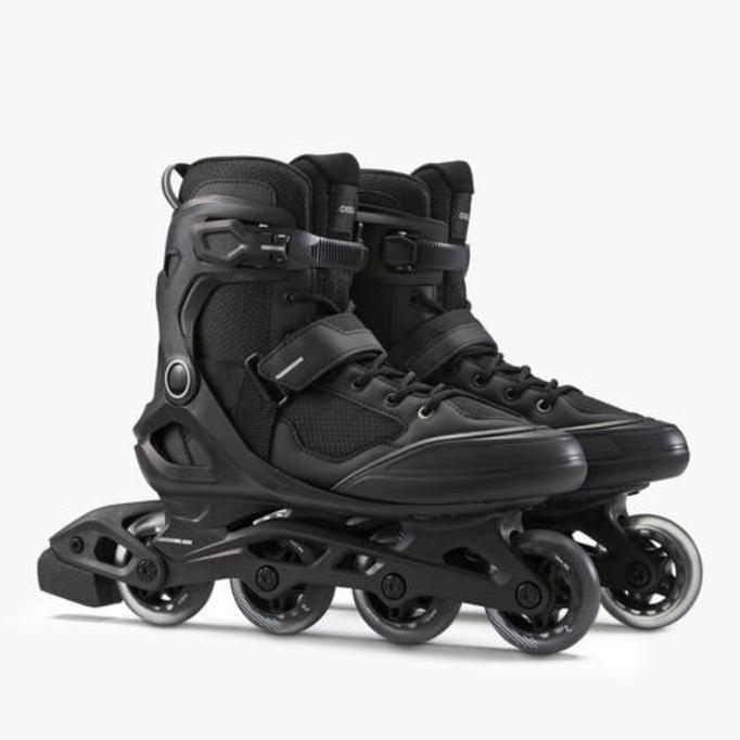 SEPATU RODA FIT 100 PRIA DEWASA INLINE SKATES OXELO HITAM