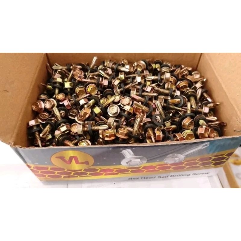 Baut Drilling Galvalum Merek Vl Ukuran 12X20. Panjang 2Cm. Isi 600Pc .Baut Kanal Galvalum. Kunci Dri