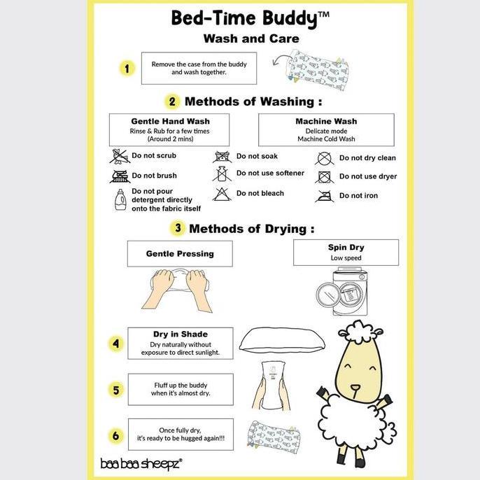 Baabaasheepz Bedtime Buddy Pillow Case Medium Size Sarung Bedtime Buddy Classic Grey Cute Sweet Drea