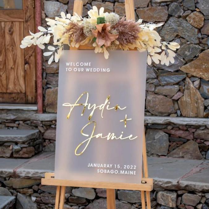 Custom Welcome Sign Acrylic Frost | Sign Wedding Dekorasi Engagement