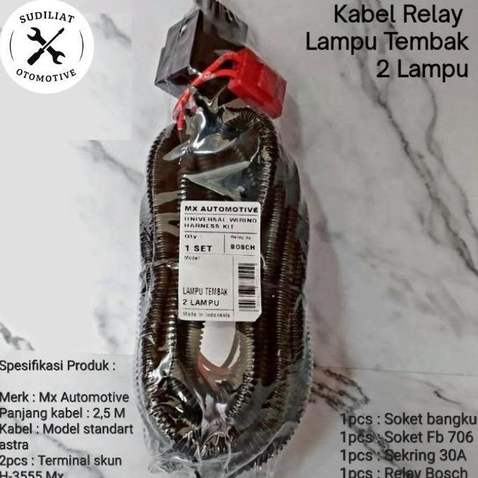 Kabel Relay Set Lampu Foglamp / Tembak Mobil + Relay Bosch - 2 Lampu Ready