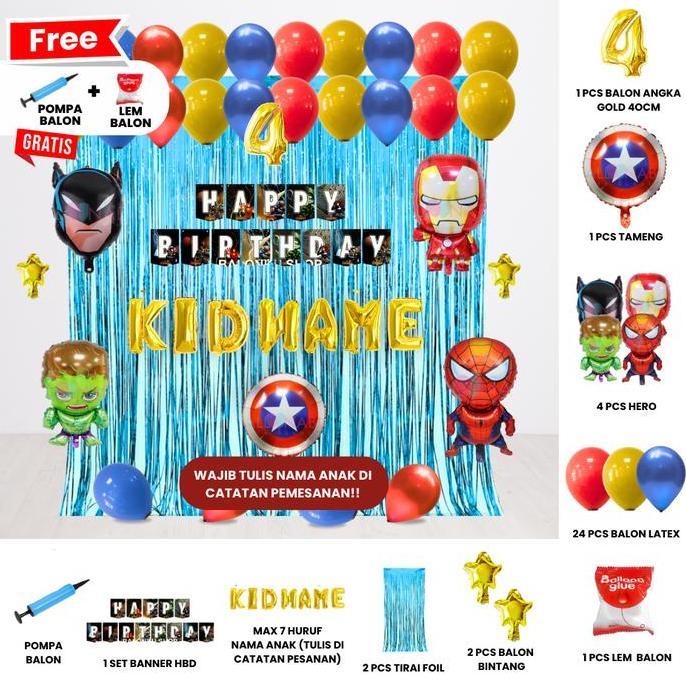 AVENGER / HERO SET DEKOR ULANG TAHUN ANAK/ DEKORASI ULTAH ANAK