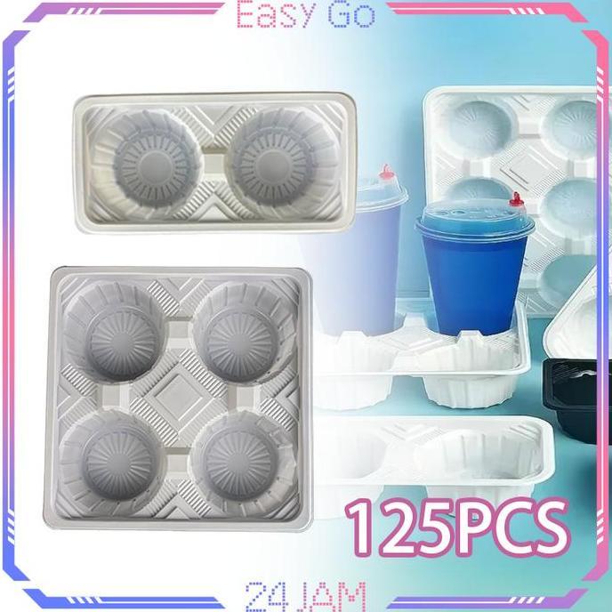 Isi 125pcs Cup Holder Take Away 2cup / 4cup Tatakan Cup Take Away Tatakan Gelas Take Away Cup Tray H