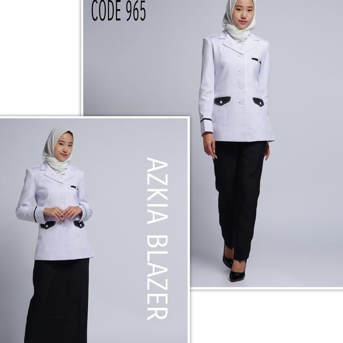 Bisa Cod - Seragam Jas Pns Wanita Putih