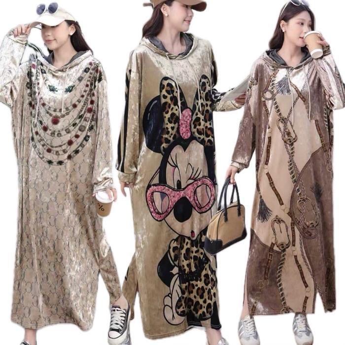 Bisa Cod - Long Dress Velvet Bludru Lengan Panjang Motif Jumbo Wanita