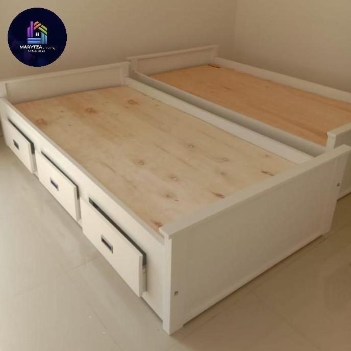 Terlaris Tempat Tidur Dipan Jati Single Minimalis Laci