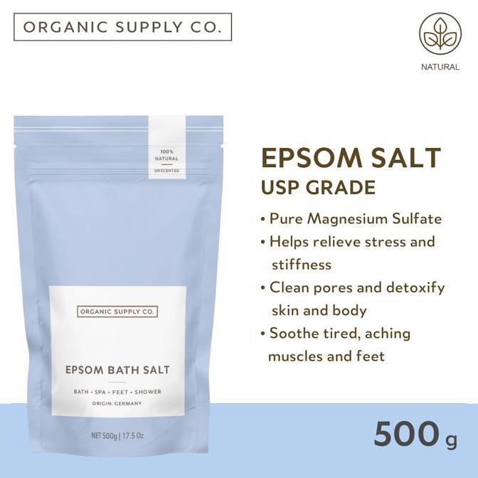 Bathe- Organic Supply Co. Epsom Salt: Magnesium, Pure Mineral Relief For Bath & Spa, Garam Epsom Sum
