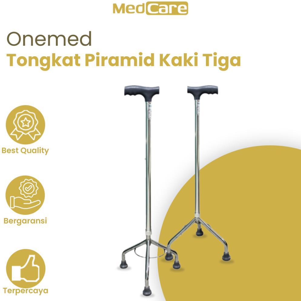 Tongkat Pyramid Kaki 3 Onemed / Alat Bantu Jalan Orang Tua Manula Lansia / Tongkat Jalan Kaki 3 / To