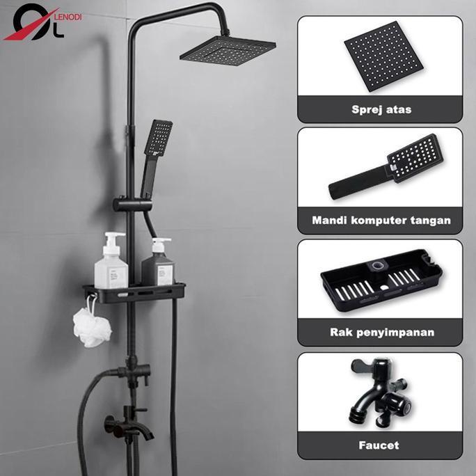 Shower Kamar Mandi 4 Dalam 1 Set Dengan Sprayer Faucet Sprayer / Black Gold Kamar Mandi Shower Set /