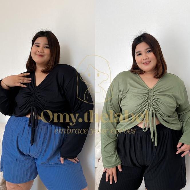 Clara Crop Shirt/ Clara Crop Shirt Baju Jumbo/ Big Size/ Atasan