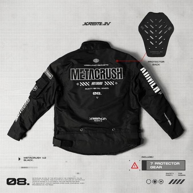 READY KREMLIN Jacket Black Biker Cyberpunk Motor - METACRUSH V.2 - HITAM