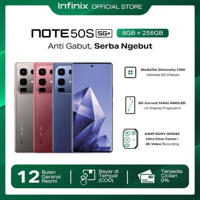INFINIX NOTE 50S 5G+ 8/256GB - UP TO 16GB EXTENDED RAM - DIMENSITY 7300 ULTIMATE - 6.78 3D CURVED FH