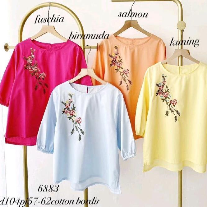 Blouse Katun Import Motif Blouse Katun Import Motif 6883 Bordir