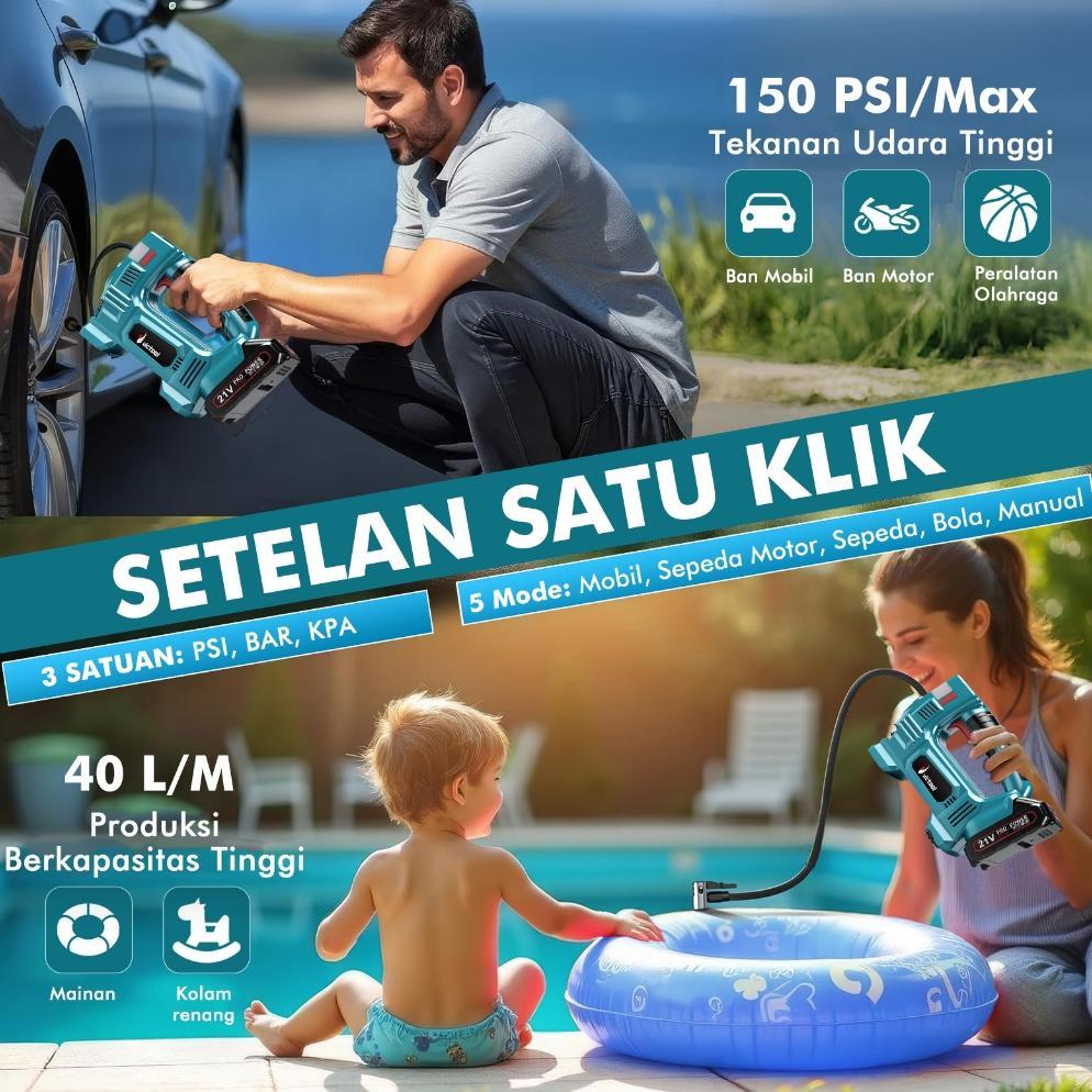 hot deals victool pompa udara multifungsi nirkabel baterai lithium 21v  pompa angin ban elektrik por