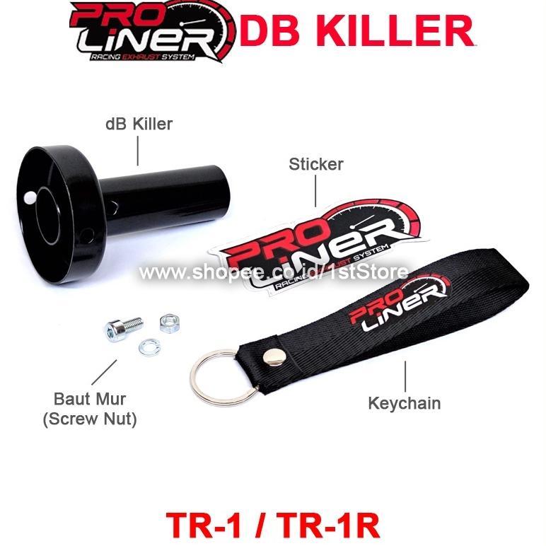 NEW DB KILLER PEREDAM SUARA KNALPOT RACING PROLINER TR1 TR-1R ORIGINAL + BAUT MUR STICKER KEYCHAIN A