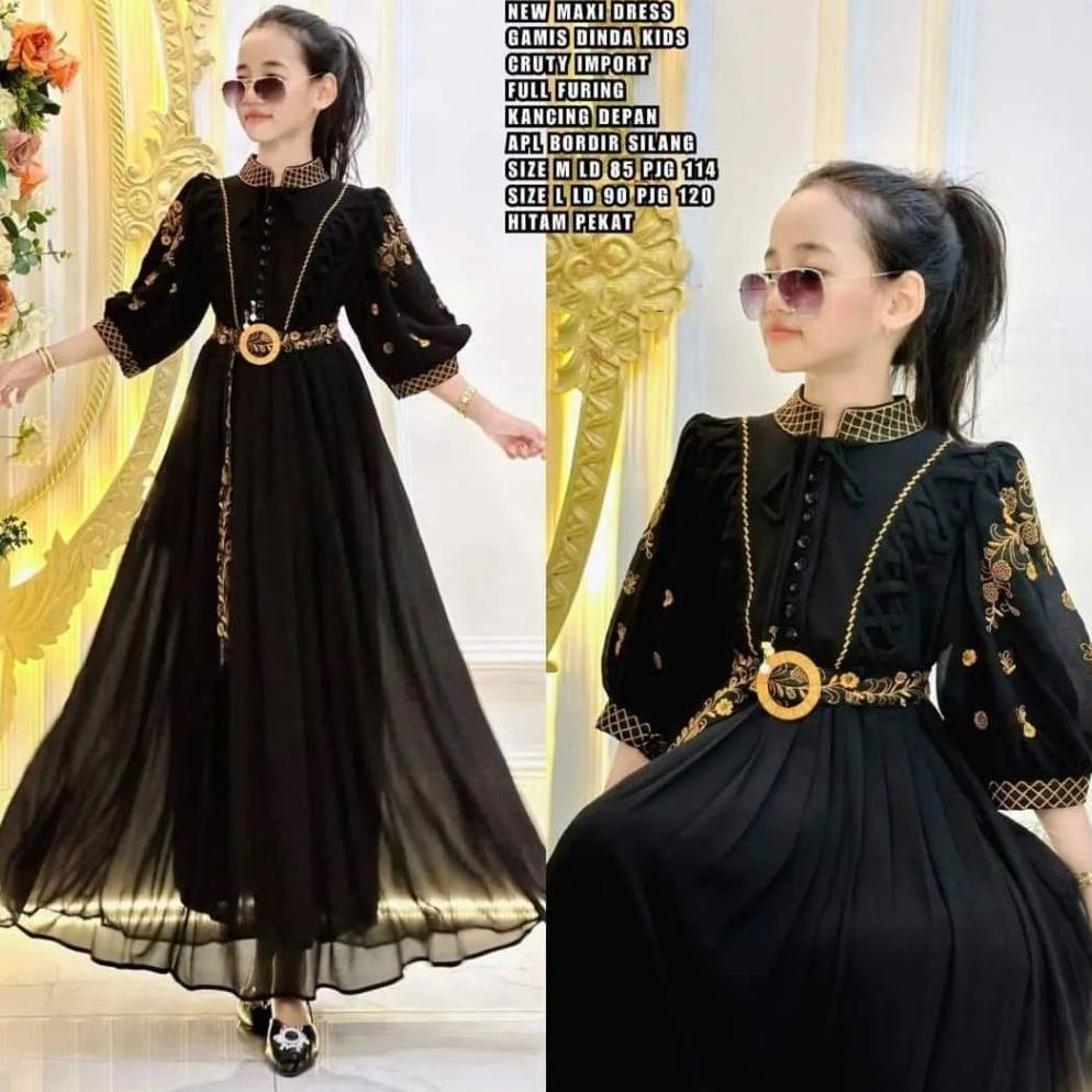 TERBARU COD DINDA DRESS KIDS NEW SHR USIA 7 - 12 TAHUN GAMIS ANAK PEREMPUAN BAJU MUSLIM ANAK KEKINIA