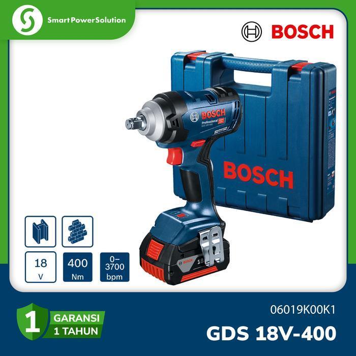 Bosch Impact Wrench Cordless GDS 18V 400 Pembuka Baut Baterai 18 V