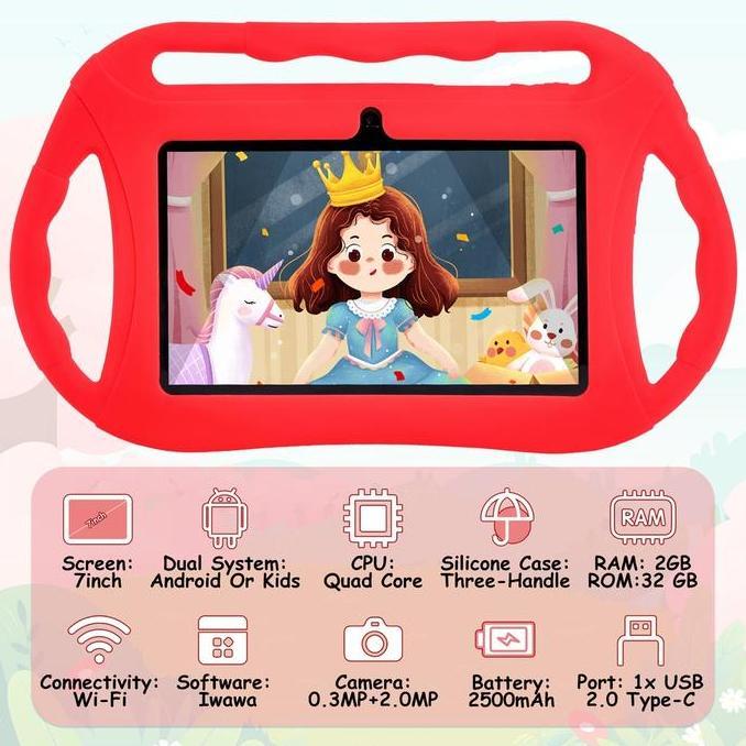 Kids Tablet / Tablet Anak / Tablet 7 Inch / Android 10 / 2/32GB / Kids
