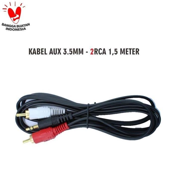 Kabel Jack 2 RCA ke 3.5 mm Mini Stereo 1.5 m Audio Music HP ke Speaker