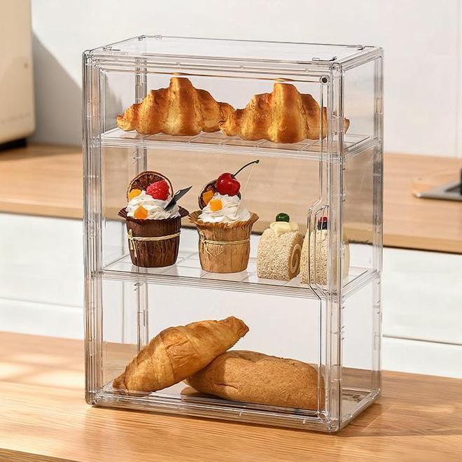 Eglux Kotak Kue Akrilik Tempat Kue Etalase Roti Rak