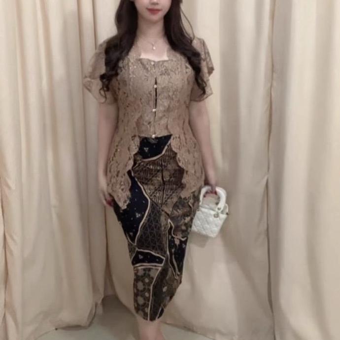 Bisa Cod - Dress Batik Hagia/Dress Batik Couple Wanita/Kebaya Wanita/Outer Kebaya /Dress Natal Pesta