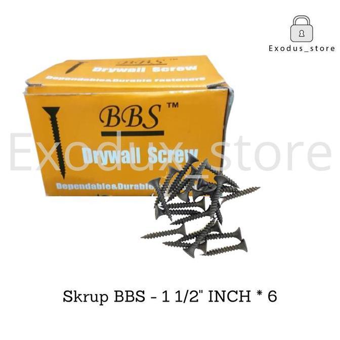 Sekrup Gypsum Hitam 1 1/2" Inch X 6 Bbs / 1 Kotak 900 Gr Restock